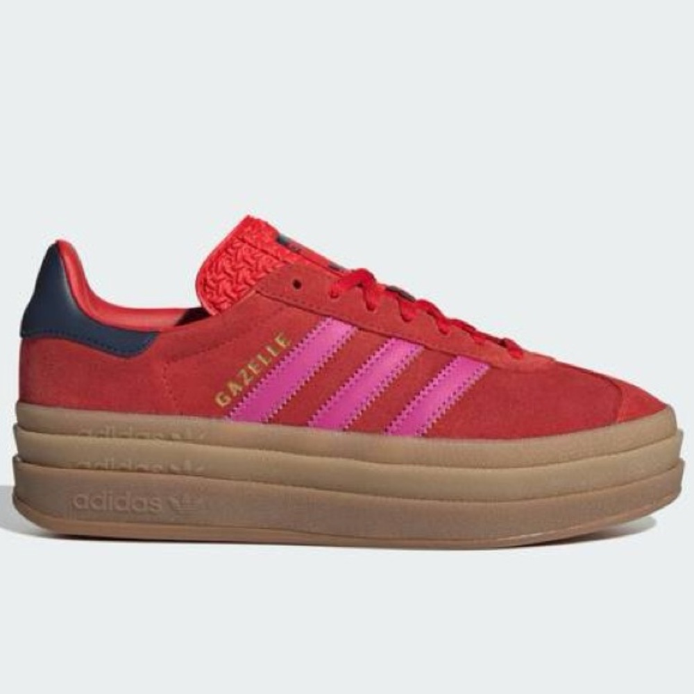 NEW ADIDAS Women's Gazelle Bold Sneakers Size 6 | Red Suede Casual Lace-Up Shoes